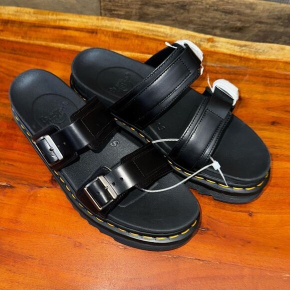 Dr. Martens MYLES BRANDO LEATHER BUCKLE SLIDE SANDALS new sz 10 - Picture 13 of 14